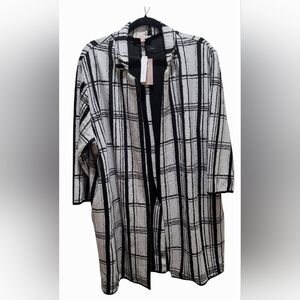 Philosophy Woman Black & White Plaid Open Front Cardigan Size 1X  NWT